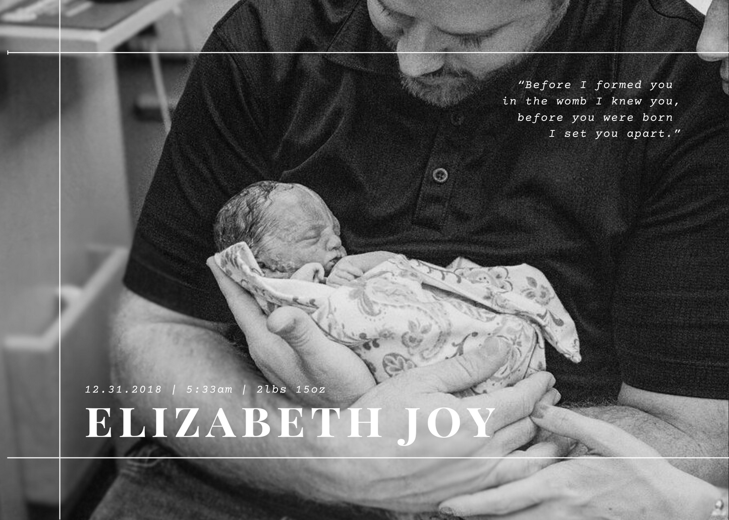 Desk Size Birth Print - Biblical